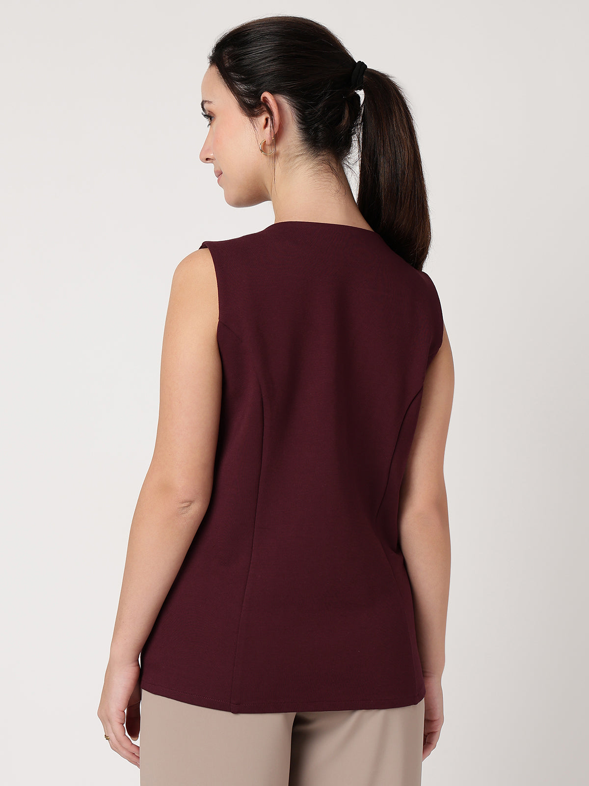 Statement Buttoned Wine Waistcoat