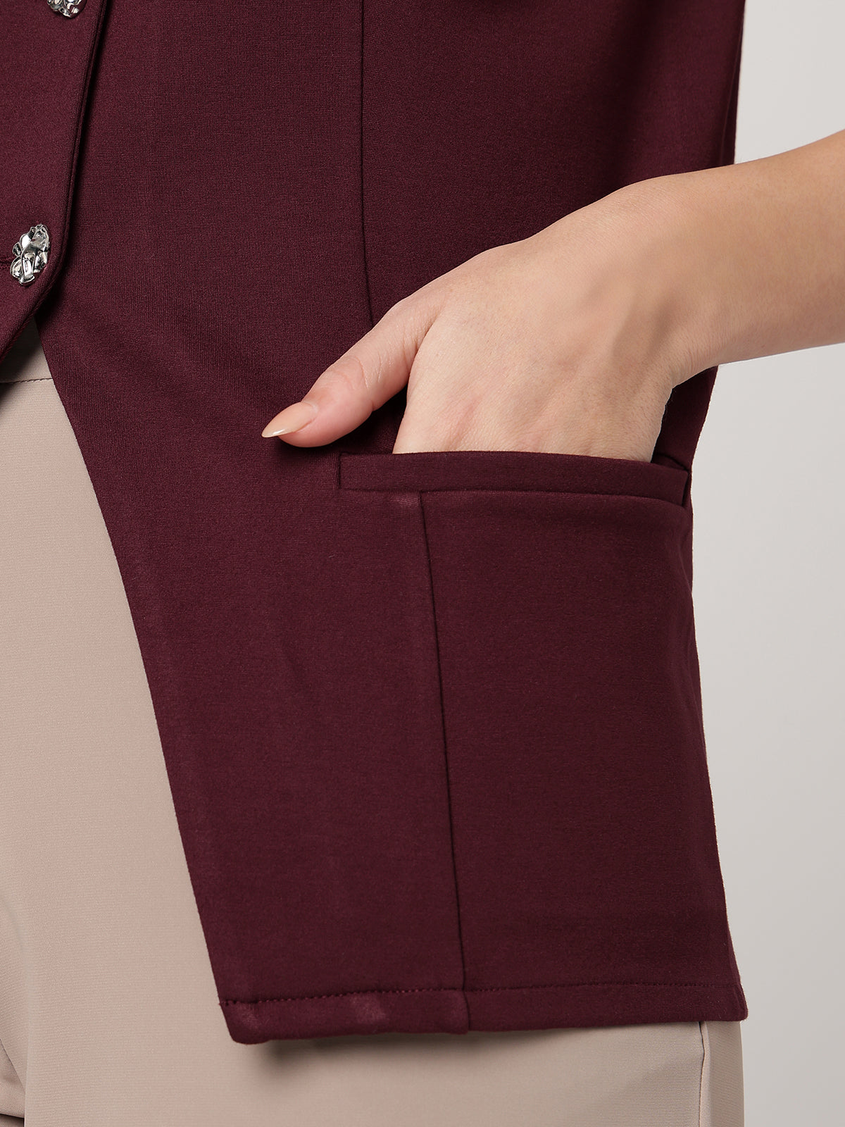 Statement Buttoned Wine Waistcoat