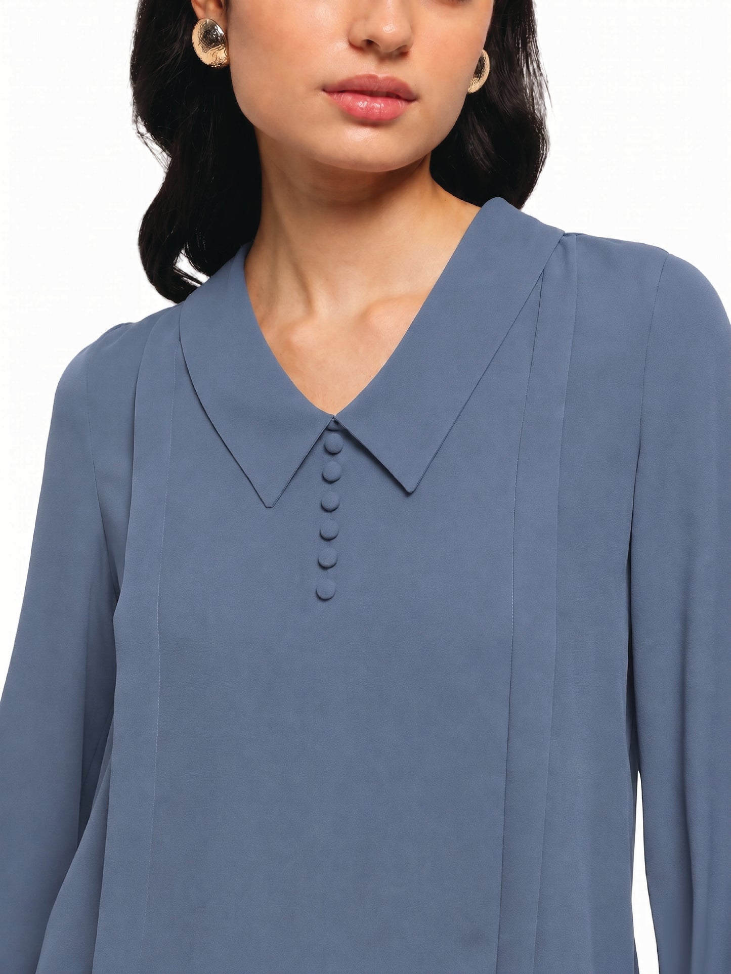 Blue Pintuck Top