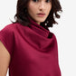 Maroon Luxe Satin Cowl Neck Top