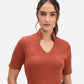 Brown Ribbed Knit Top