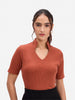 Rust Ribbed Knit Top