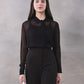 Black Georgette Spread Collar  Shirt