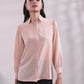 Peach Ruffle Shoulder Semi Sheer Shirt