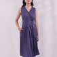V-Neck Indigo Wrap Dress